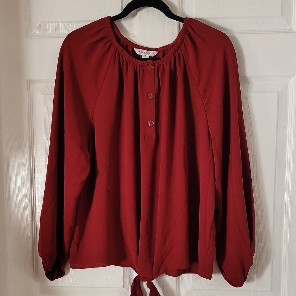 Women's Red Button-Up Top